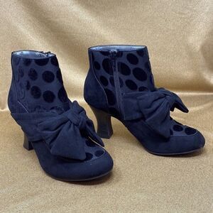Ruby Shoo Ankle Louis Heel Polka Dot Bow Booties